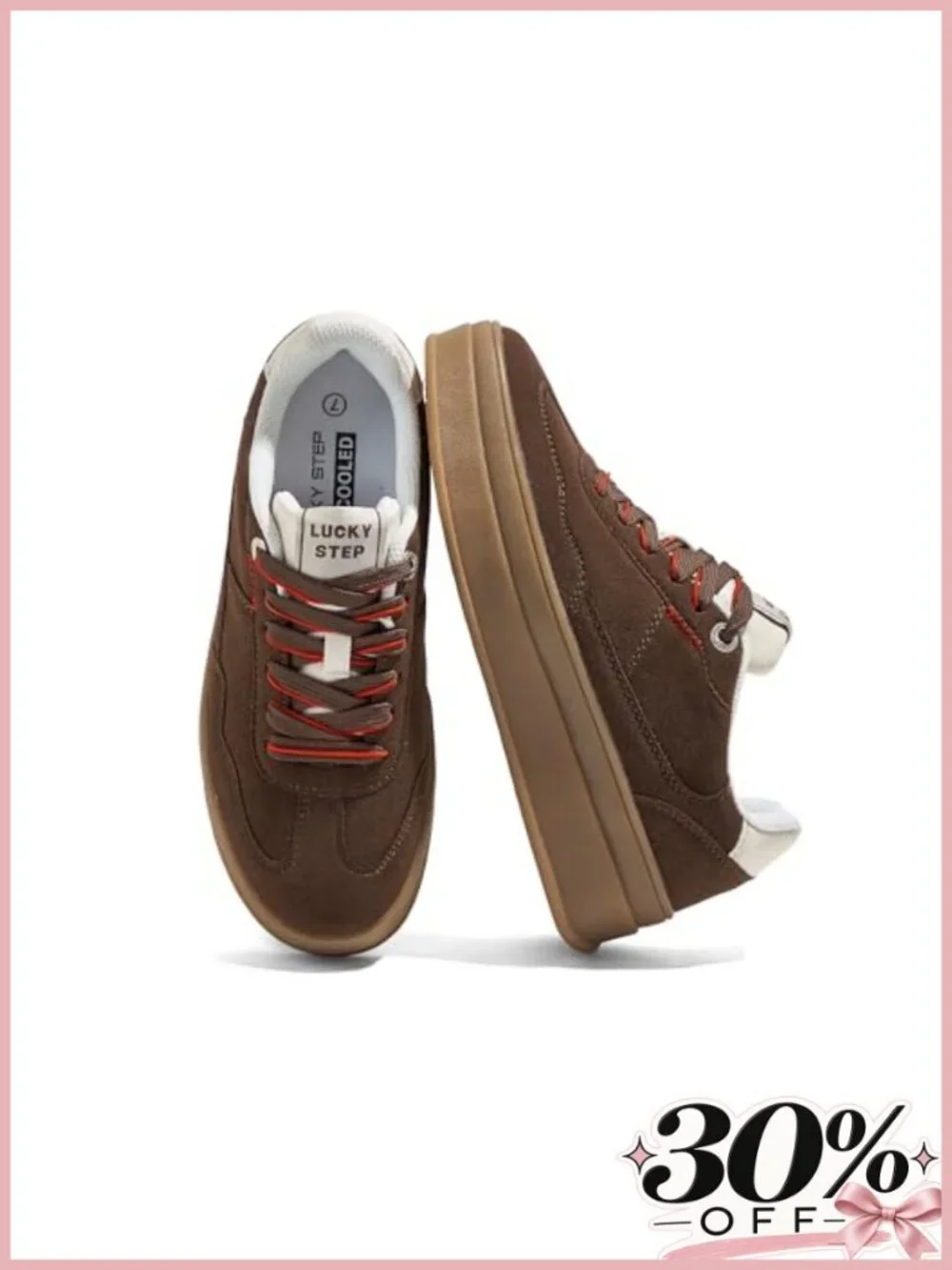 Women Platform Sneakers Fashion Retro Suede Leather Lace-Up